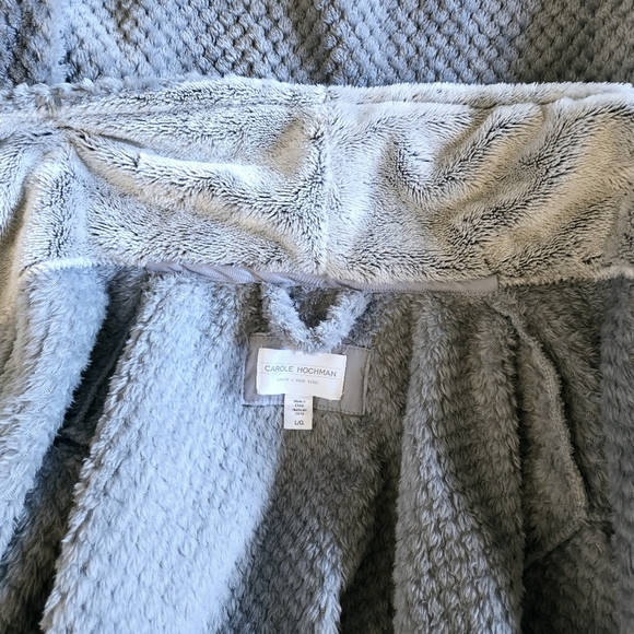 Carole Hochman Women's Gray Long Plush Robe Wrap Belted Tie Closure Size Large - Picture 8 of 11